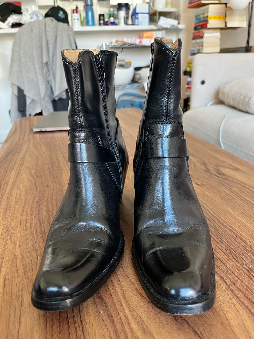 Frye Black Leather Women's Zip Ankle Boots - Fits Like a 6